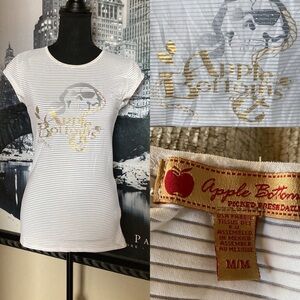 Vintage Apple Bottoms Skull Bling Pirate Graphic Short Sleeve Top